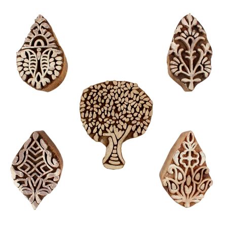 Set of 5 Piece New Mix Wooden Printing Blocks